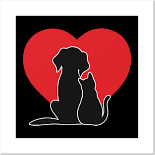 cat and dog inlove -cat lover -dog lover Posters and Art